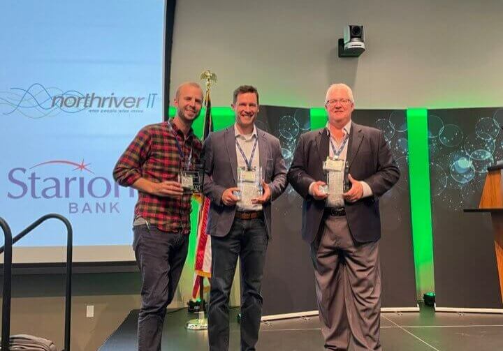 Greg Tehven, CEO & Co-Founder of Emerging Prairie (Left), Joe Sandin, President & CEO of OnSharp (Middle), Tom McDougall, President & CEO of High Point Networks